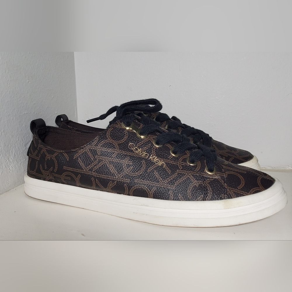 Calvin Klein Women's Michaela Black and Brown Sneakers.